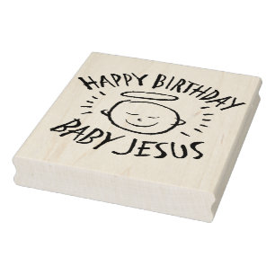 Happy Birthday Baby Jesus - Religiöse Weihnachten Gummistempel