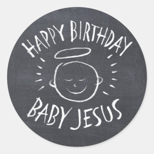 Happy Birthday Baby Jesus - Weihnachten Christlich Runder Aufkleber (Vorderseite)