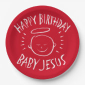 Happy Birthday Baby Jesus Weihnachts Halbpension R Pappteller (Vorderseite)