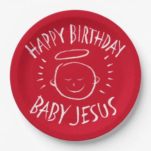 Happy Birthday Baby Jesus Weihnachts Halbpension R Pappteller (Vorderseite)