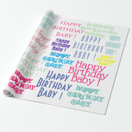 Happy Birthday Baby Personalisiert Name und Farben Geschenkpapier