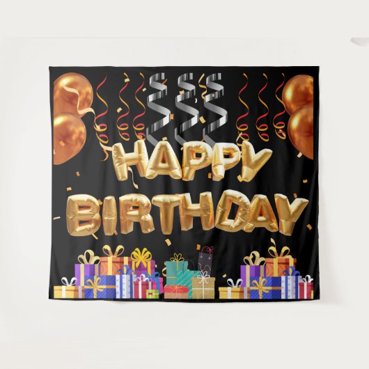 Happy Birthday Backdrop Wandteppich (Vorderseite (Horizontal))