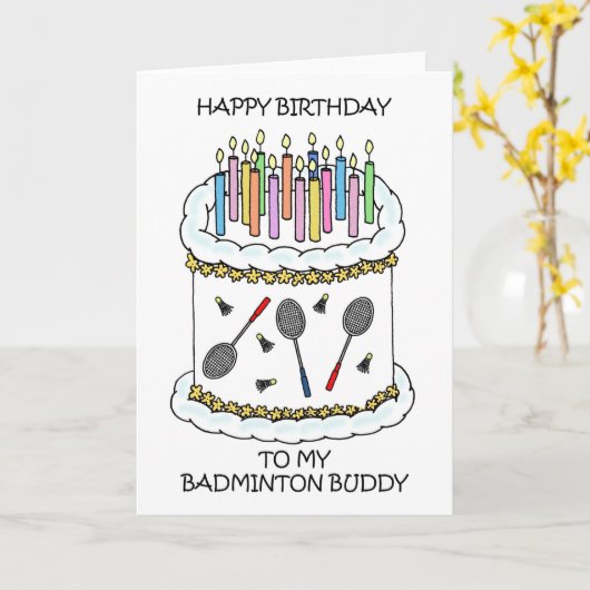 Happy Birthday Badminton Buddy Karte (Gelbe Blume)