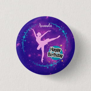 Happy Birthday Ballerina Galaxy Personalisiert Button