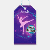 Happy Birthday Ballerina Galaxy Personalisiert Geschenkanhänger (Vorderseite)