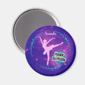 Happy Birthday Ballerina Galaxy Personalisiert Magnet (Vorderseite/Rückseite)