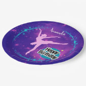 Happy Birthday Ballerina Galaxy Personalisiert Pappteller (Schrägansicht)