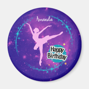 Happy Birthday Ballerina Galaxy Personalized    Magnet