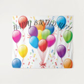 Happy Birthday Ballon Hintergrund & Banner Wandteppich (Vorderseite (Horizontal))
