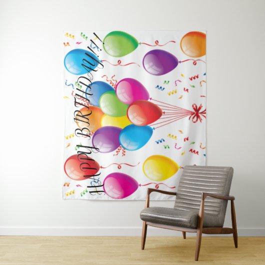 Happy Birthday Ballon Hintergrund & Banner Wandteppich (Beispiel)