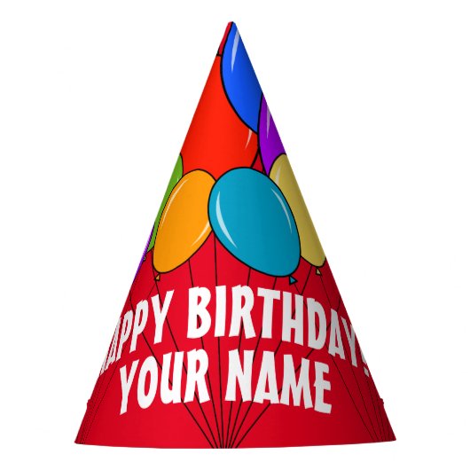 Happy Birthday Ballonons Party Papier Kegel Hüte Partyhütchen (Vorderseite)