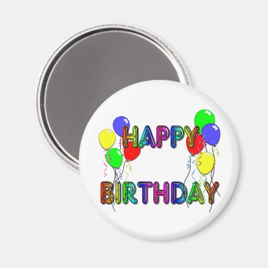 Happy Birthday Ballons D1 Magnet (Vorderseite/Rückseite)
