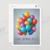 Happy Birthday Ballons Party Postkarte (Vorne/Hinten)