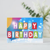 Happy Birthday Balloon Card Dankeskarte (Stehend Vorderseite)
