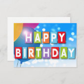 Happy Birthday Balloon Card Dankeskarte (Vorne/Hinten)