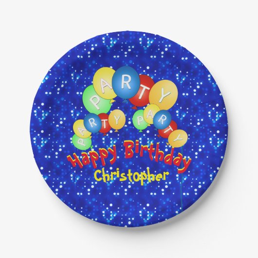 Happy Birthday Balloon Fun Pappteller (Vorderseite)