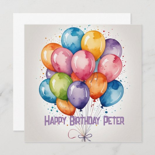 Happy Birthday Balloon Grußkarte - Benutzerdefinie Einladung (Vorne/Hinten)