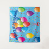 Happy Birthday Balloon Hintergrund & Banner - Blau Wandteppich (Vorderseite)