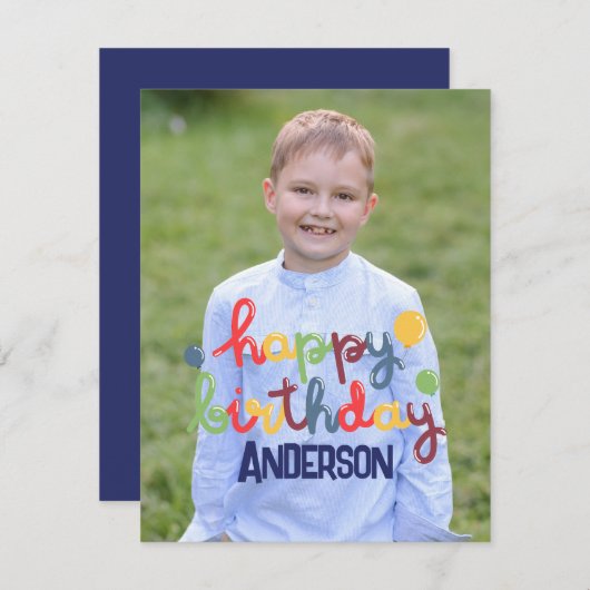 Happy Birthday Balloon individuell anpassbar Mitteilungskarte (Vorne/Hinten)