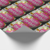 Happy Birthday Balloon mit Blume, Balloon Design Geschenkpapier (Ecke)