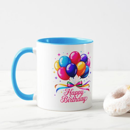 Happy Birthday Balloon Tasse (Mit Donut)