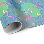 Happy Birthday Balloons Blue Wrapping Paper Geschenkpapier (Rolleneckpunkt)