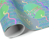 Happy Birthday Balloons Blue Wrapping Paper Geschenkpapier (Rolleneckpunkt)