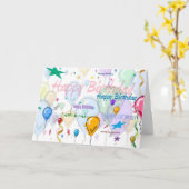 Happy Birthday - Balloons - Card Karte (Gelbe Blume)