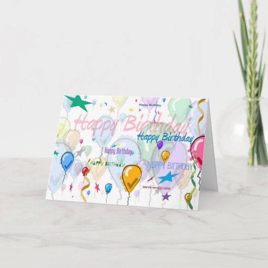 Happy Birthday - Balloons - Card Karte (Vorderseite)