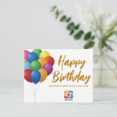 Happy Birthday Balloons Chic Custom Company Logo Karte (Stehend Vorderseite)
