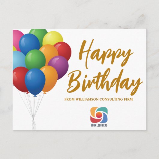 Happy Birthday Balloons Chic Custom Company Postkarte (Vorderseite)