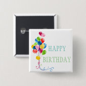 Happy Birthday Balloons Classic Round Button (Vorne & Hinten)