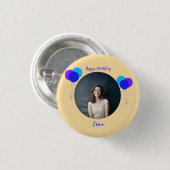 Happy Birthday Balloons Custom Foto and Text Button (Vorne & Hinten)