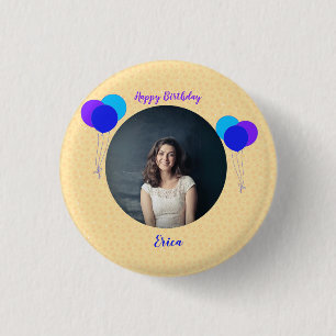 Happy Birthday Balloons Custom Foto and Text Button