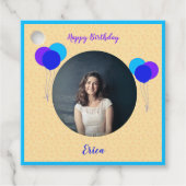 Happy Birthday Balloons Custom Foto and Text Geschenkanhänger (Vorderseite)