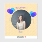 Happy Birthday Balloons Custom Foto Text Cutout Aufkleber (Blatt)