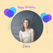 Happy Birthday Balloons Custom Foto Text Cutout Aufkleber (Vorderseite)