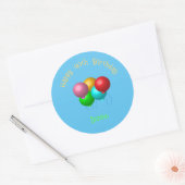 Happy Birthday Balloons Custom Text Year Runder Aufkleber (Umschlag)