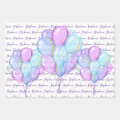 "Happy Birthday" Balloons Floral Lila Lavender Geschenkpapier Set (Vorderseite)