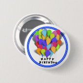 Happy Birthday Balloons for Boy (Blue Trim) Button (Vorne & Hinten)