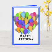 Happy Birthday Balloons for Boy (Blue Trim) Karte (Gelbe Blume)