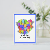 Happy Birthday Balloons for Boy (Blue Trim) Postkarte (Stehend Vorderseite)