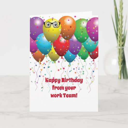 Happy Birthday Balloons from co-workers Karte (Vorderseite)