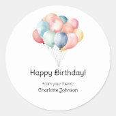 Happy Birthday Balloons Geschenk Sticker Runde (Vorderseite)