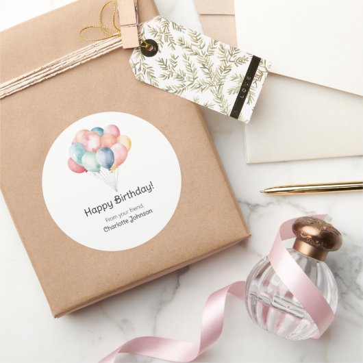 Happy Birthday Balloons Geschenk Sticker Runde (Schenken)