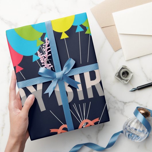 Happy Birthday Balloons Geschenkpapier