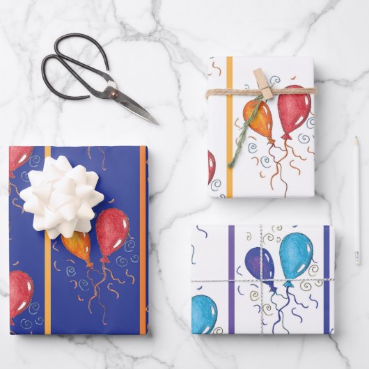 Happy Birthday Balloons Geschenkpapier Set (Vorderseite)