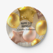 Happy Birthday Balloons Gold Glitzer jedes Jahr Na Pappteller (Vorderseite)