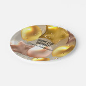 Happy Birthday Balloons Gold Glitzer jedes Jahr Na Pappteller (Schrägansicht)