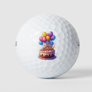 Happy Birthday Balloons Golfball